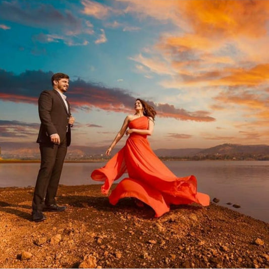 Orange One Shoulder Mega Trail Gown