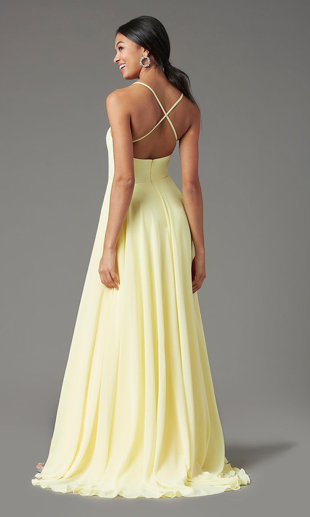 Long Square-Neck Formal Prom Dress