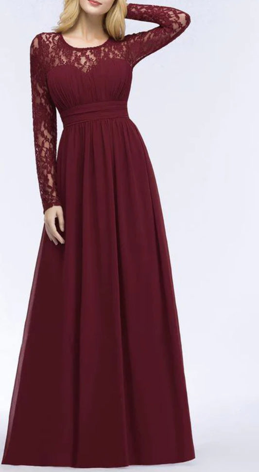 Wine Lace Bustier Maxi Dress