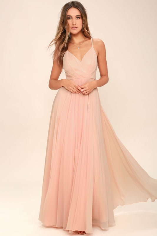 Peach Spaghetti Strap Maxi Dress