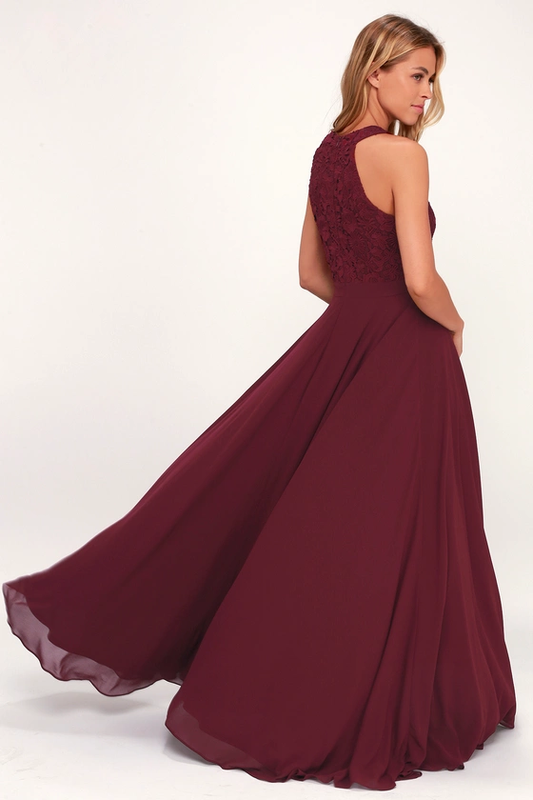 Picture Perfect Burgundy Lace Maxi Dress