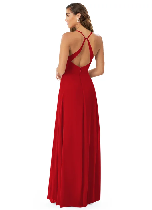 Cross Backless Flared Maxi Dress with slit