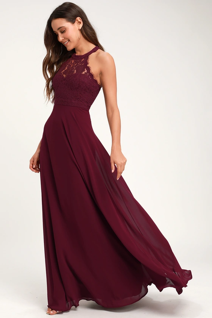 Dance All Evening Burgundy Lace Maxi Dress