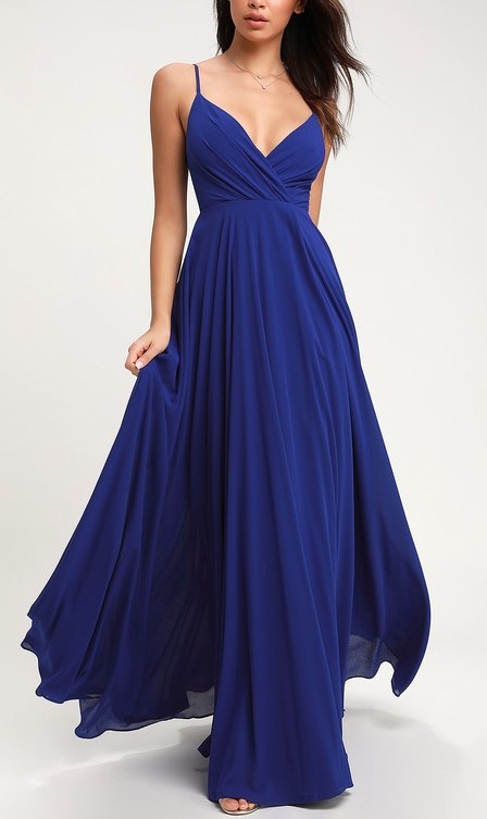 Ruched Royal Blue Maxi