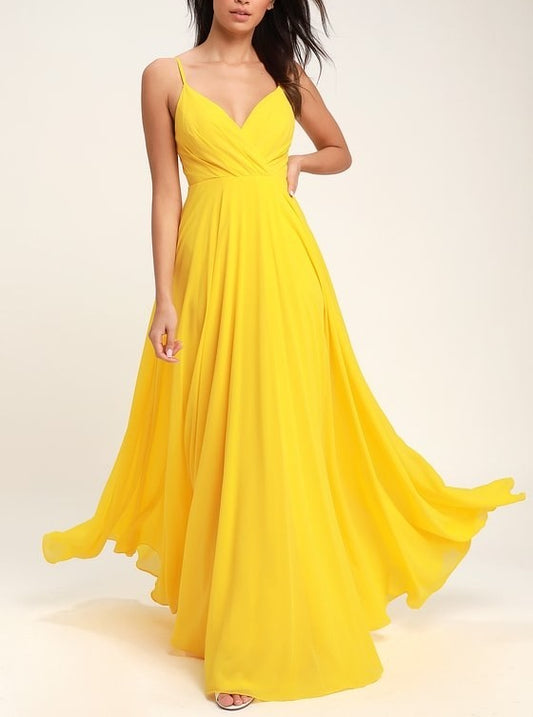 Yellow Ruched Maxi Dress