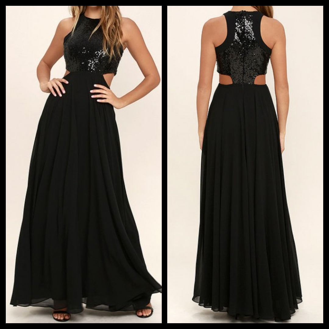 Sequins Cut Out Maxi Dress