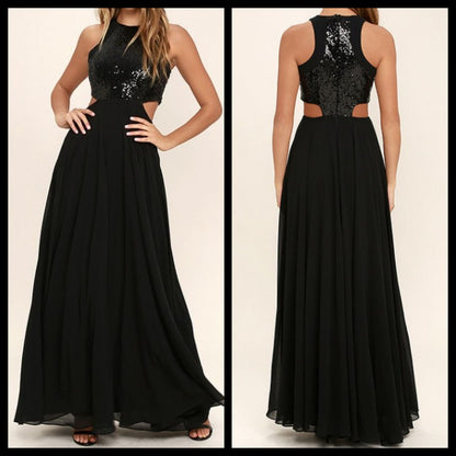 Sequins Cut Out Maxi Dress