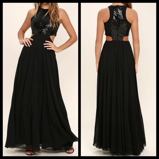 Sequins Cut Out Maxi Dress