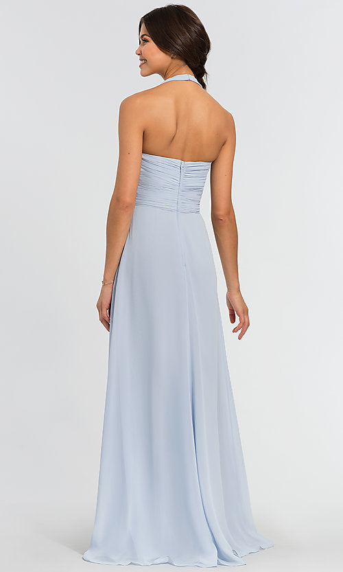 Sky Blue Drape Halter Maxi Dress