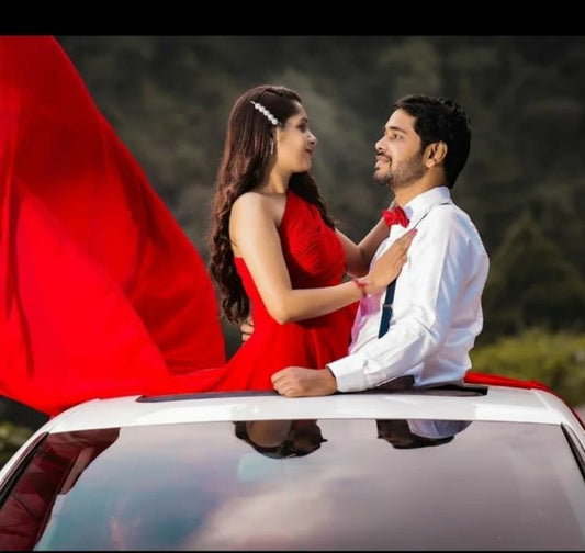 Red One Shoulder Mega Trail Gown