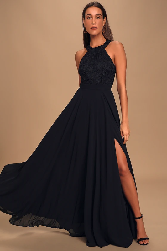 Picture Perfect Black Lace Maxi Dress
