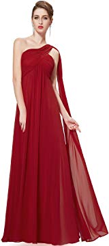 Maroon One Shoulder Double Drape Maxi Dress