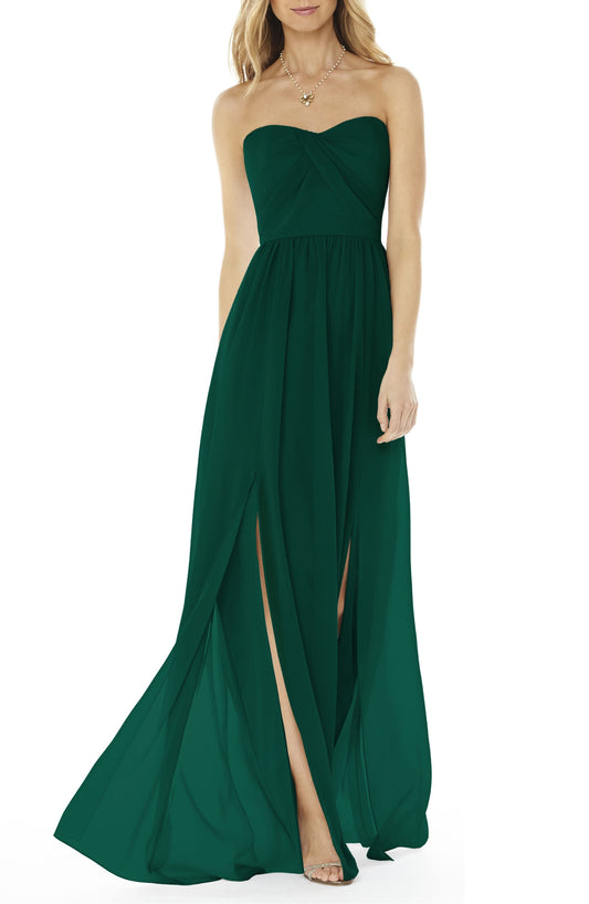 Strapless Green Georgette Gown