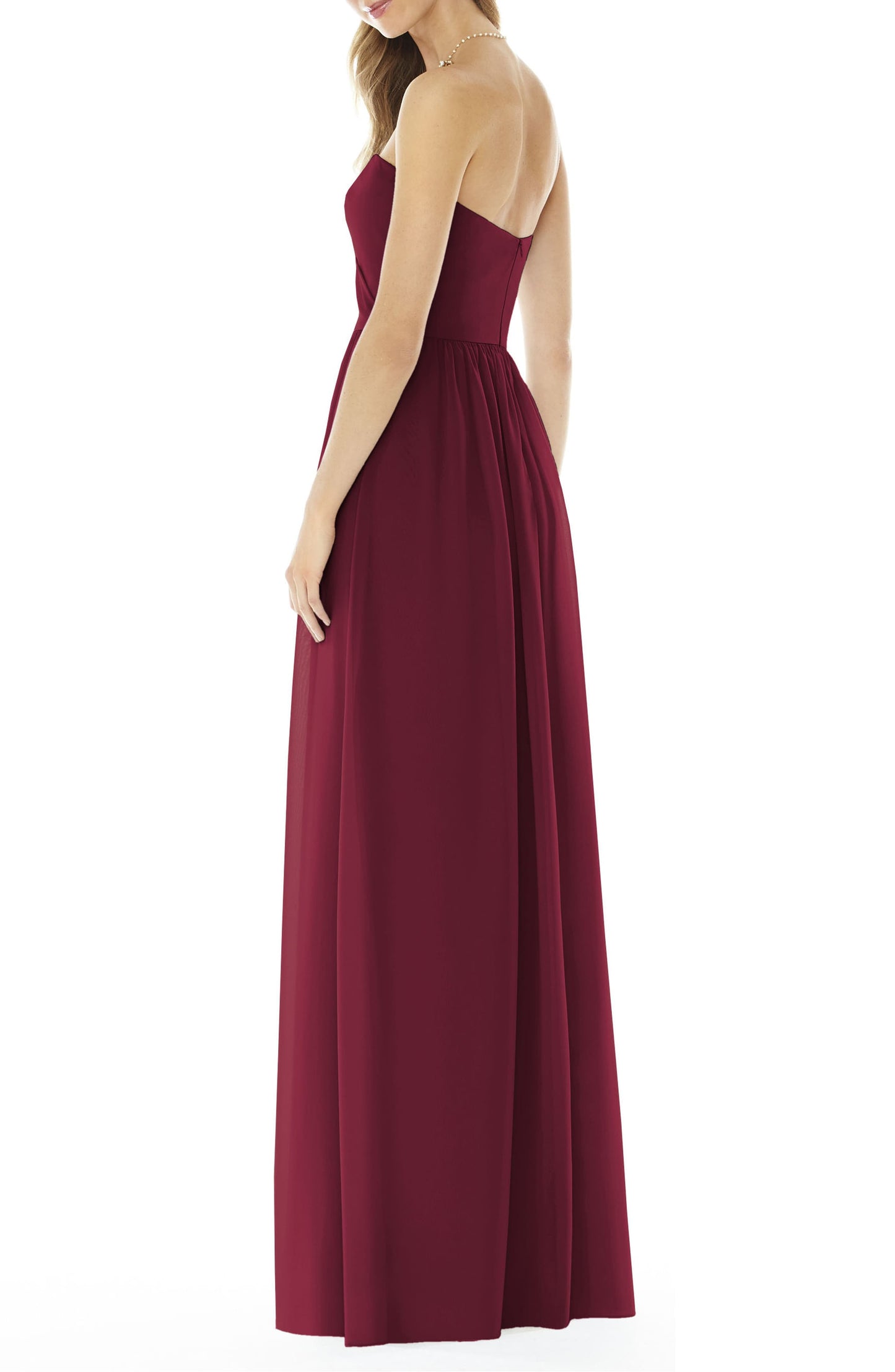 Strapless Burgundy Georgette Gown