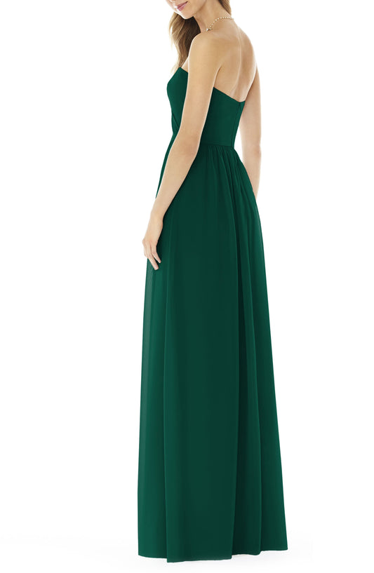 Strapless Green Georgette Gown