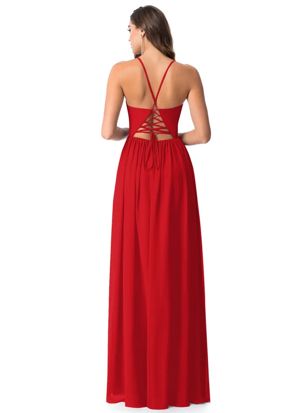 Cross Back Bridesmaid Dress with Slit
