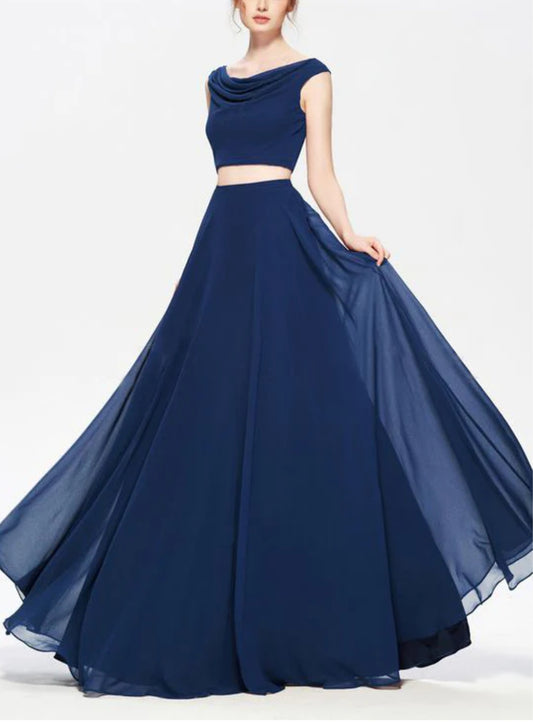 Navy Cowl Neck Two Piece Coord Set