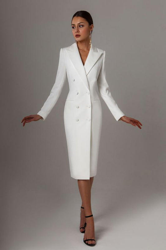 White Pencil Cut Coat Dress