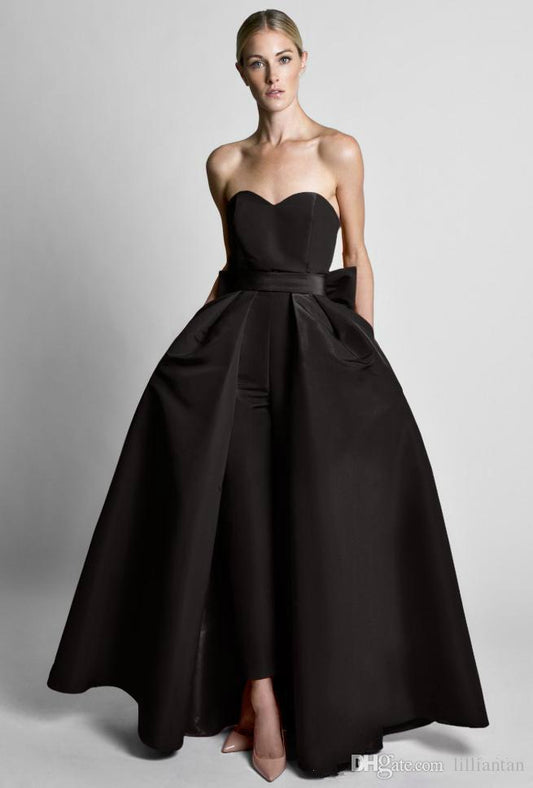 Neoprene Jumpsuit with  Overskirt-Black