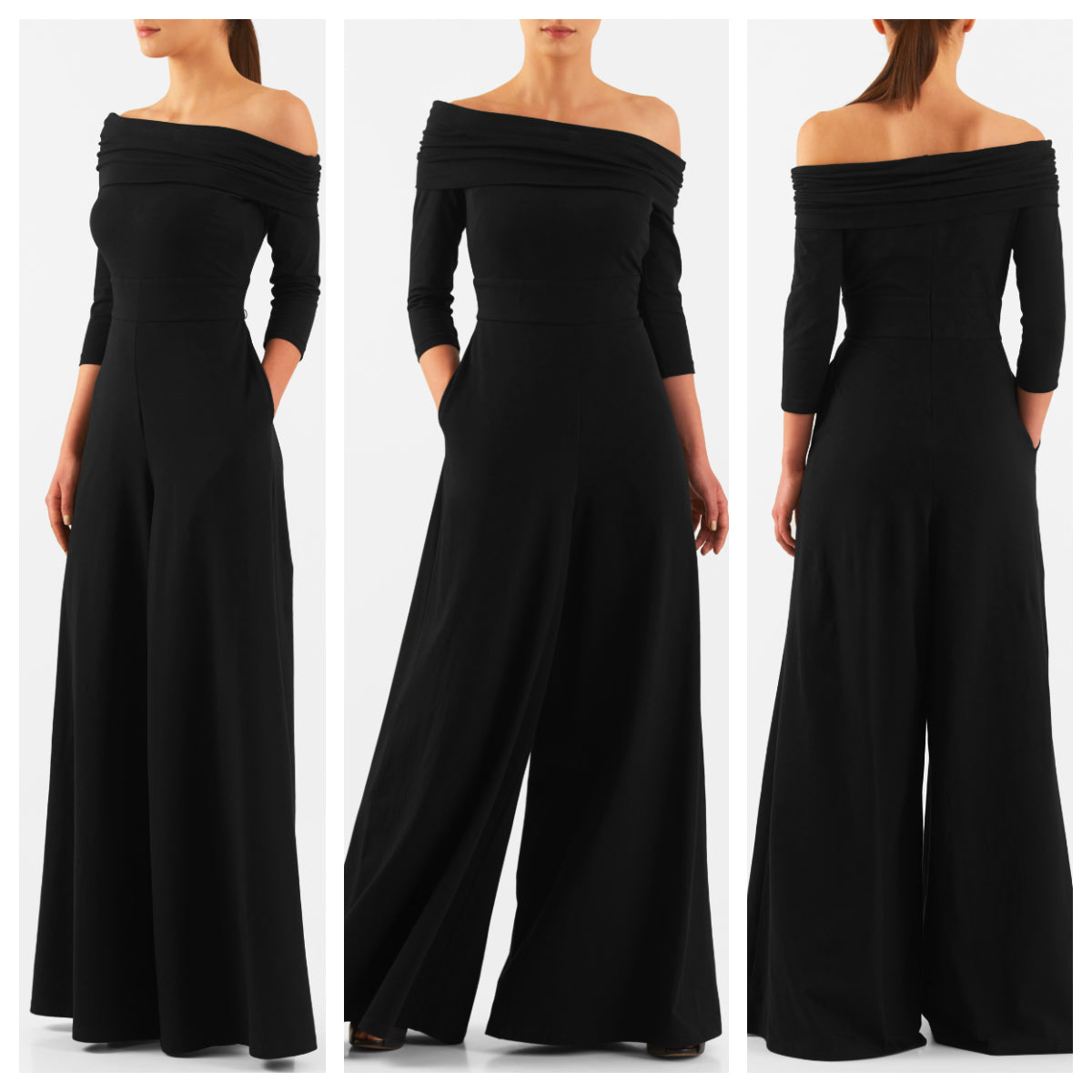 One piece Off Shoulder Black Jumpsuit