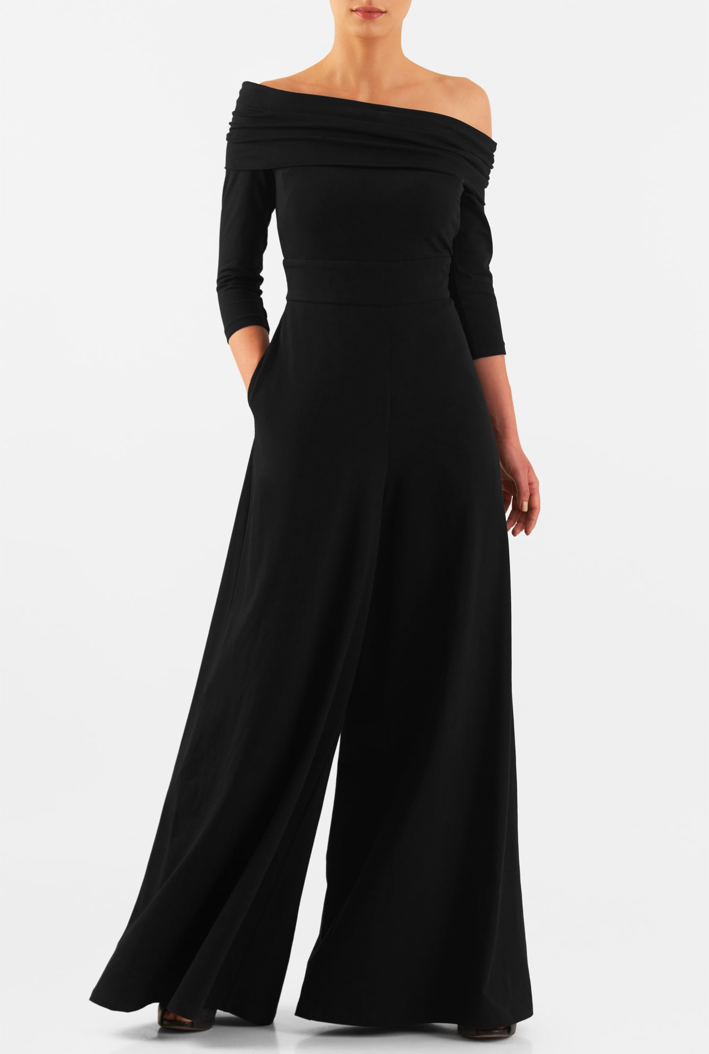 One piece Off Shoulder Black Jumpsuit
