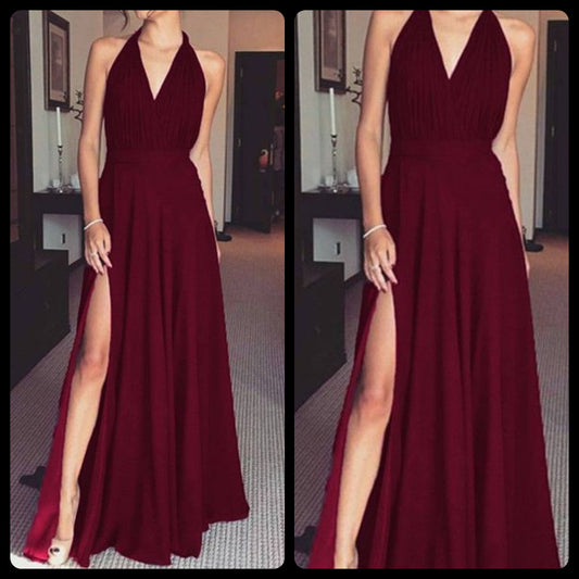 Glam Slit V Neck Maxi Dress
