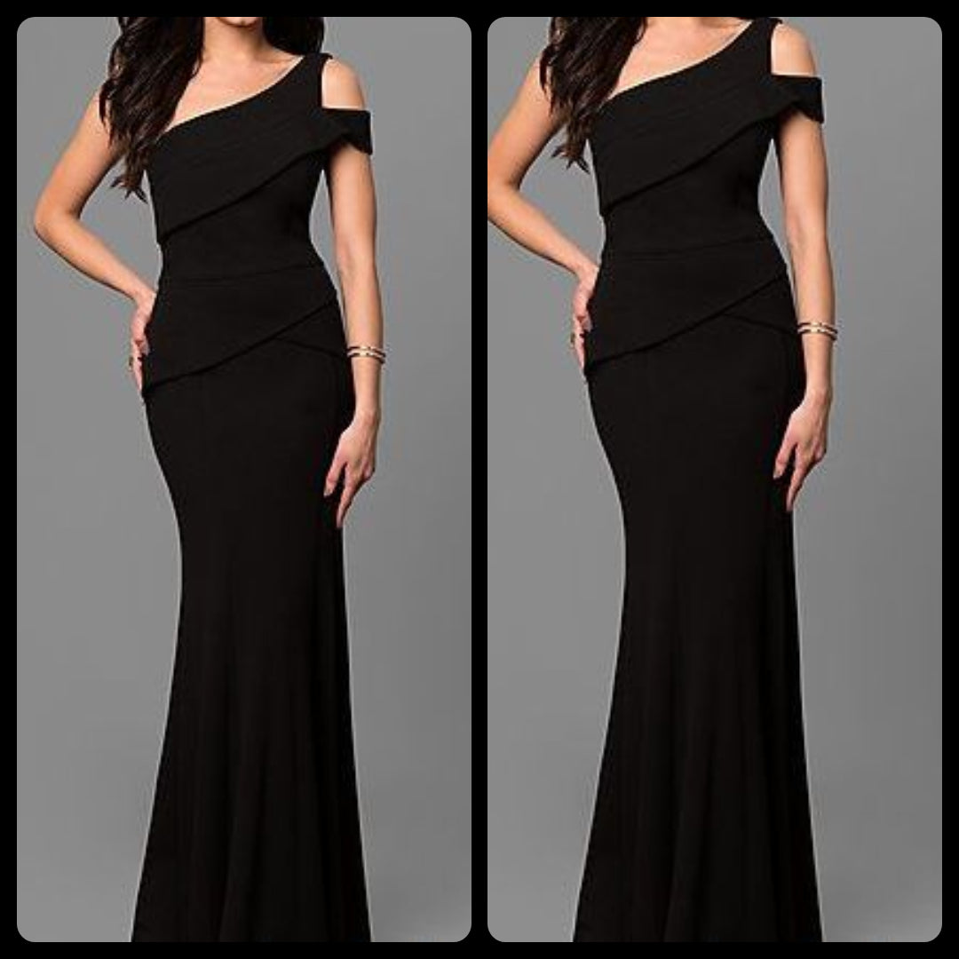 Black One Sleeve Cold Shoulder Dress