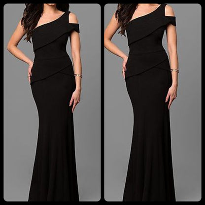 Black One Sleeve Cold Shoulder Dress