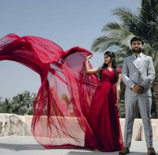Prewedding Double Draped Mega Trail Gown