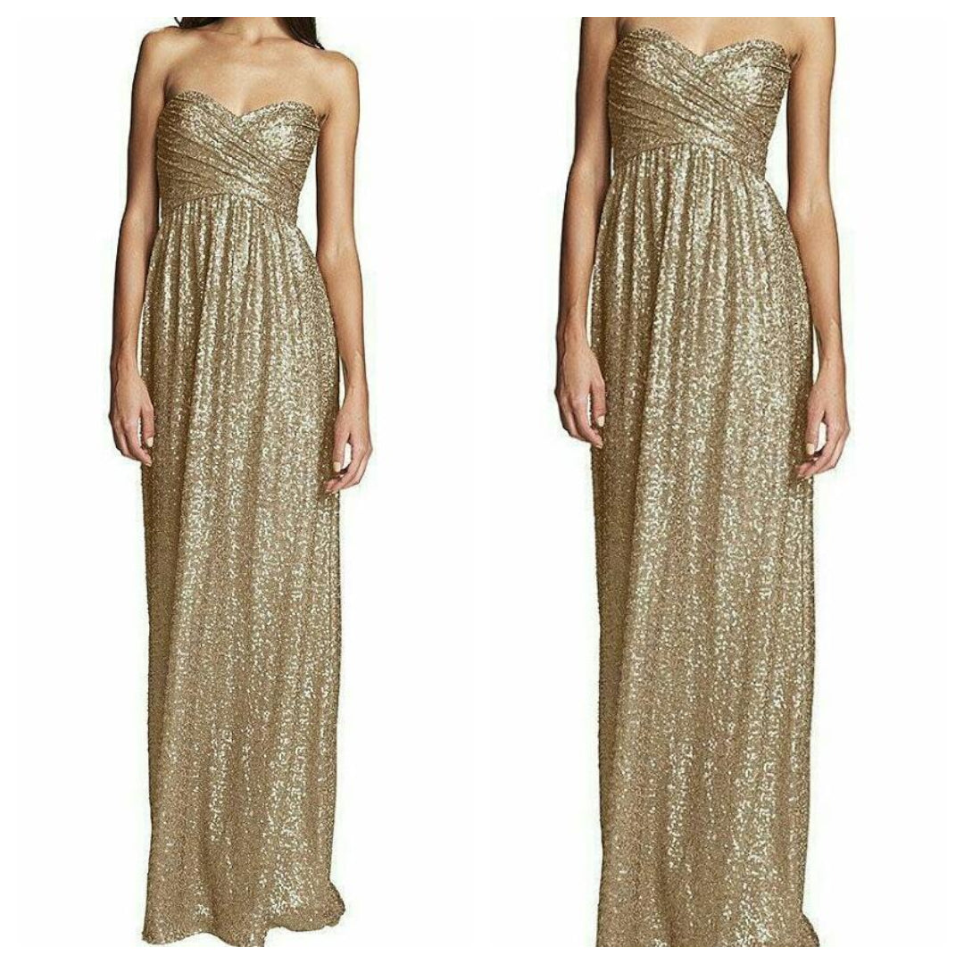 Golden Sequins Tube Maxi Dress