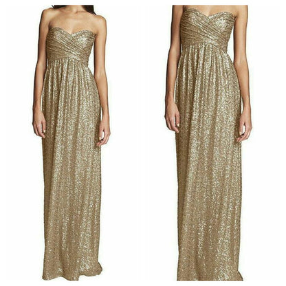 Golden Sequins Tube Maxi Dress