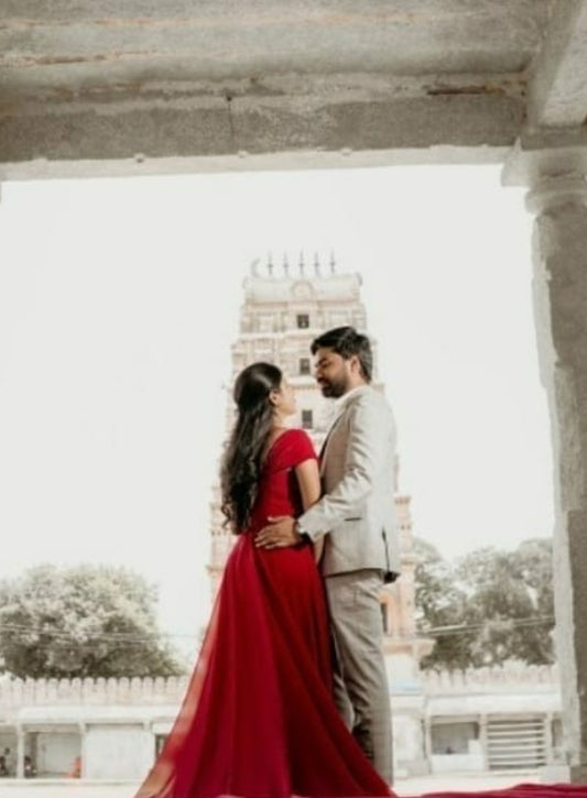 Prewedding Double Draped Mega Trail Gown