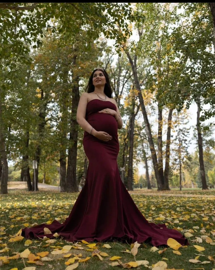 Maroon Scuba Fishtail Maxi Dress