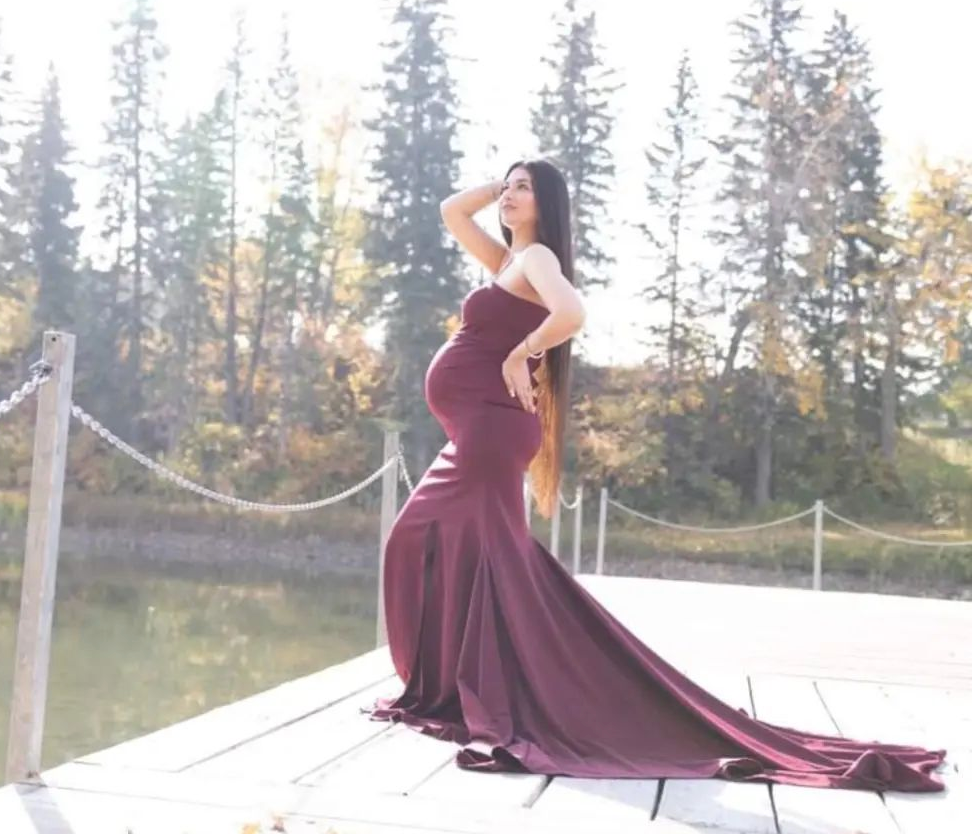 Maroon Scuba Fishtail Maxi Dress