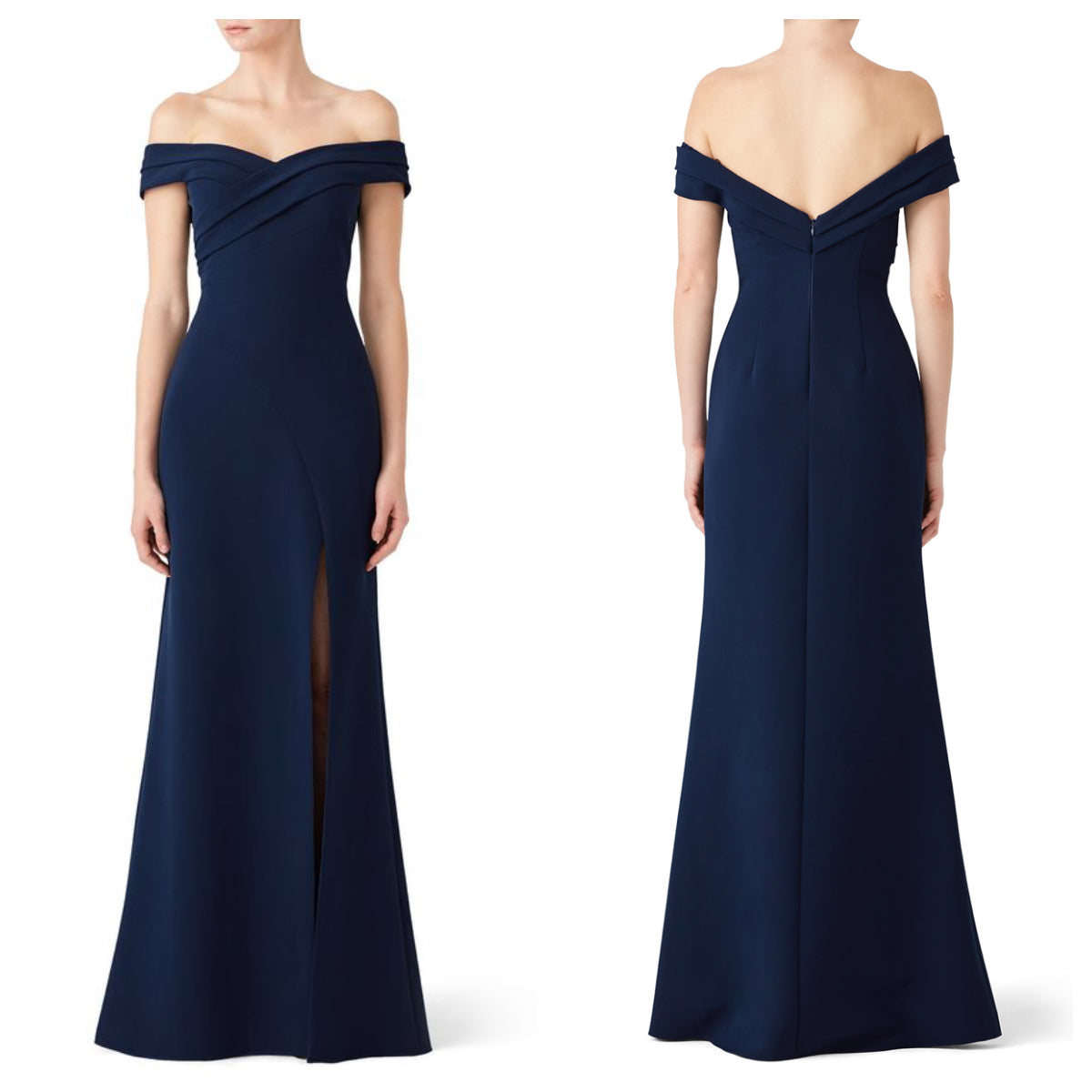 Off Shoulder Navy Scuba Maxi Dress
