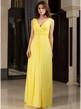 Yellow V Neck Knotted Maxi Dress
