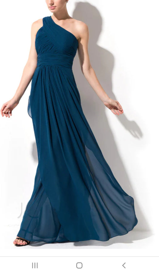Teal Green One Shoulder Maxi Dress