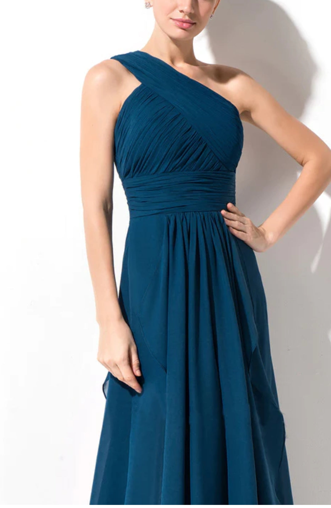 Teal Green One Shoulder Maxi Dress