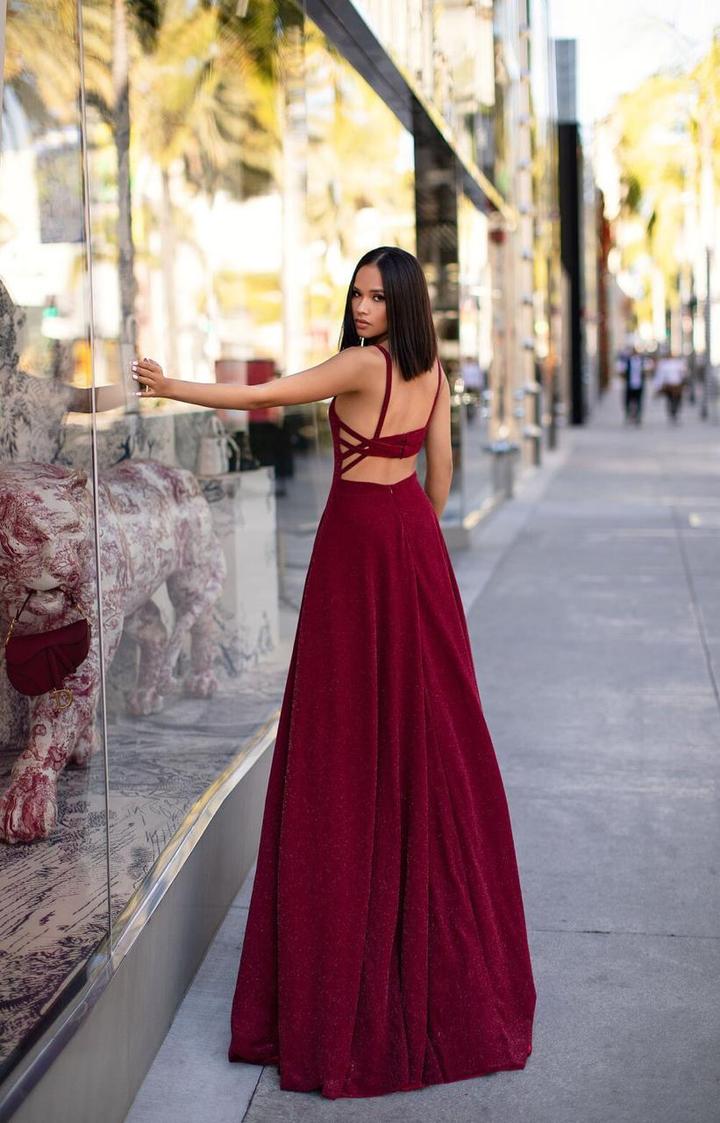 Maroon Flared Backless Wonder Maxi Dress