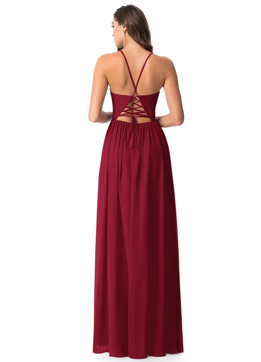 Cross Back Bridesmaid Dress with Slit
