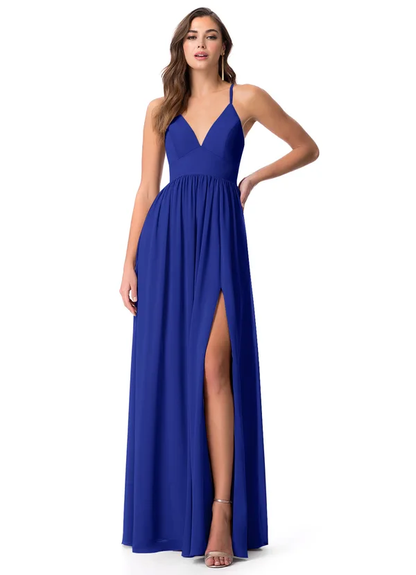 Cross Back Bridesmaid Dress with Slit