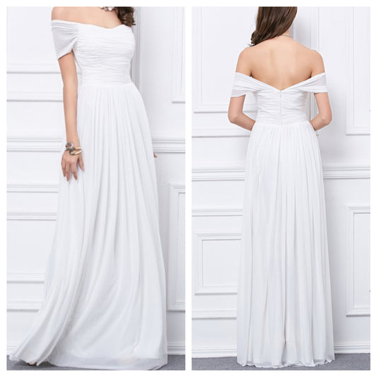 White Off Shoulder Maxi Dress