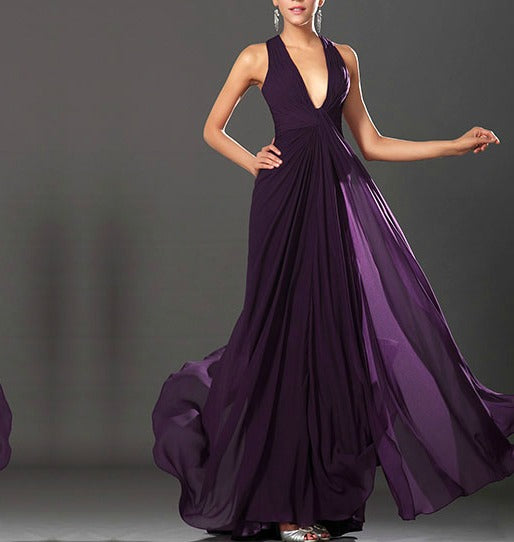Draped Purple Maxi Dress