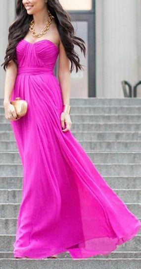 Hot Pink Bandeau Maxi Dress