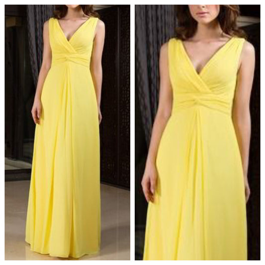 Yellow V Neck Knotted Maxi Dress