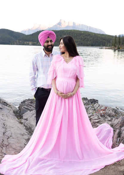 Pink Mega All Round Flared Maternity Gown