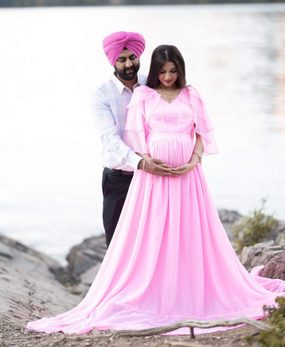 Pink Mega All Round Flared Maternity Gown
