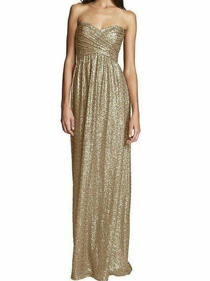 Golden Sequins Tube Maxi Dress