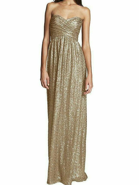 Golden Sequins Tube Maxi Dress