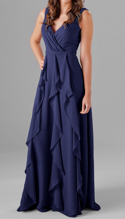Six Frills Cut Work Maxi Dress